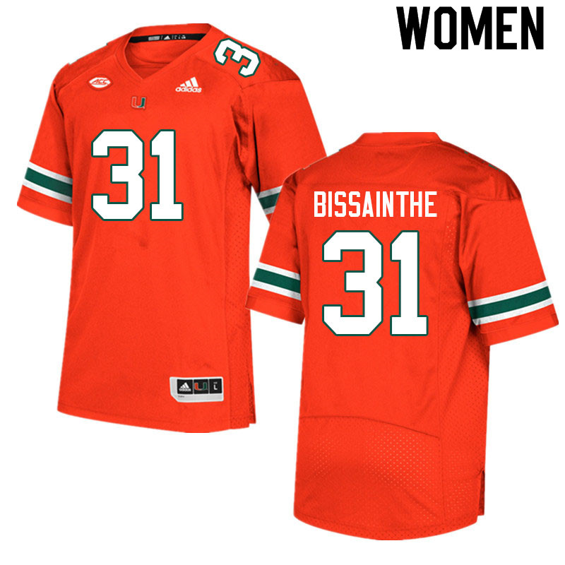 Women #31 Wesley Bissainthe Miami Hurricanes College Football Jerseys Sale-Orange